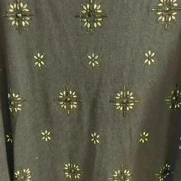 LANE Bryant black beaded 3/4 sleeves crewneck pullover sweater. Sz 22/24 - Picture 2 of 5